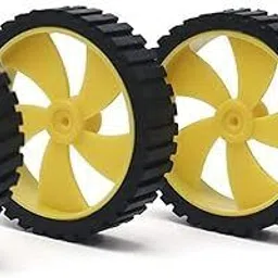 opulentsd Pack of 4 wheel-4512 Robot Durable Rubber Tire Yellow wheel Electronic Components Electronic Hobby Kit image 3