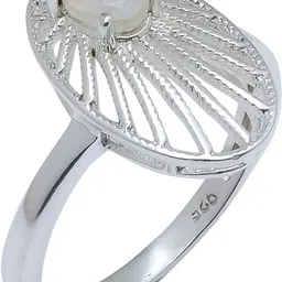 anika jewellers White Rainbow Moonstone Natural Gemstone 925 Sterling Silver Ring For Her Sr-145 Sterling Silver Ring image 1