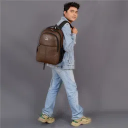 top lait Medium 28 L Laptop Backpack Vintage Laptop Backpack Classic Anti Theft Faux Daypack Travel Backpack/College image 4