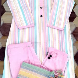 houseofc Women Khadi Cotton Kurta Pant Set-picture-15