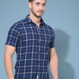 Crimsoune Club Classic Slim Fit Tartan Checks Opaque Cotton Checked Casual Shirt image 5