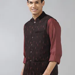 Fabindia Woven-Design Woollen Nehru Jacket image 3