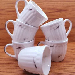 laghima jadon Pack of 6 Ceramic Coffee/Tea/Chai Cup Beautiful Stylist Latest Design 130ML (White & Chocolate) image 2