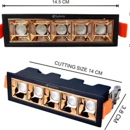 hybrix LED Ceiling Square Laser Linear Spot Light (5x2-10Watt) Rose Gold, Warm White, 3 Spot Light Ceiling Lamp image 2