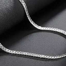 pride store Men’s Silver Stainless Steel Chain Necklace – Flat Snake Chain for Everyday Wear Silver Plated Stainless Steel Chain-picture-10