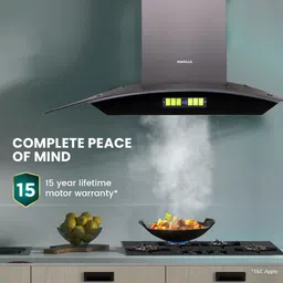 havells Polaris BLDC 90cm Curved Glass Kitchen Chimney Auto Clean Wall Mounted Black 1600 CMH Chimney image 4
