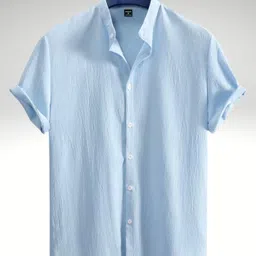 mojamedi Men Regular Fit Solid Mandarin Collar Casual Shirt-picture-12