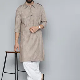 malhaar Men Pure Cotton Kurta Pyjama Set image 4