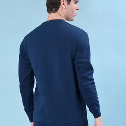 v-mart Men Solid Round Neck Blue Sweater image 3