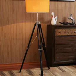 kapoor lampshades Orange Polyvinyl Shade Tripod Floor Lamp With Sheesham Wood Base-picture-36