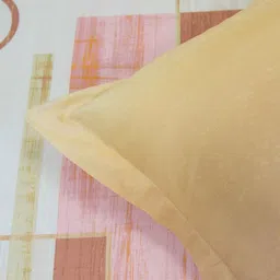 Orange Geometric 144 TC Cotton Queen Sized Bed Sheets with 2 Pillow Covers by GM Fabrics image 3