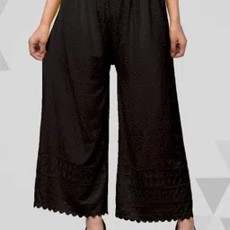 fambee Women Relaxed Black Viscose Rayon Trousers-picture-36