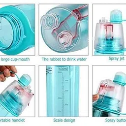 didarsh Plastic 2 In 1 Drink & Mist Water Bottle | Spray Water Bottle 600 ml Bottle image 5