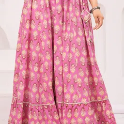 houseofcommon Women Printed Flared Purple Skirt-picture-14