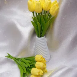 Decorative Artificial Tulip Flowers for Home & Office Decor, yellow tulip Yellow Tulips Artificial Flower-image-6