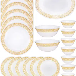 cello Pack of 33 Opalware Glass Dinner Set of 27pcs Dinner Set image 2