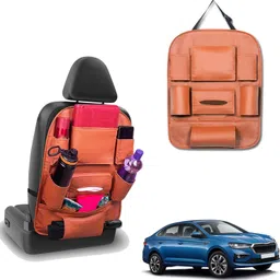 peeps store Peepsstore pack of 1 Tan,Orange colour car organizer bags for Slavia 2022 new Car Multi Pocket-picture-25