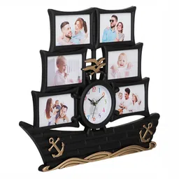 Attractionz Black & Gold Toned Ship Design Contemporary Analogue Wall Clock image 4