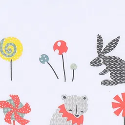 MiArcus Kids White Printed Round Neck Cotton Sleepsuit image 3