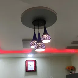 Areezo Blue & White Textured Bell Shaped Ceiling Lamp image 3