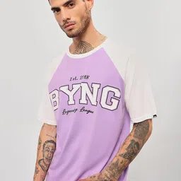 Beyoung Graphic Printed Cotton Round Neck Raglan Sleeves Oversized  Applique T-shirt image 4
