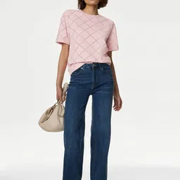 marks & spencer Cotton Rich Broderie T-Shirt image 3