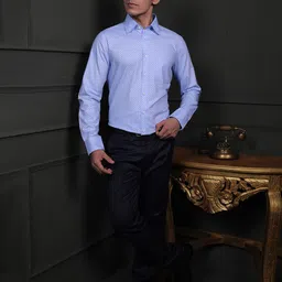 LOUIS STITCH Comfort Regular Fit Micro Checks Printed Pure Cotton Formal Shirt image 5