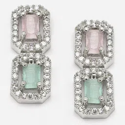 ZENEME Rhodium-Plated American Diamond Studded Jewellery Set image 4