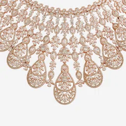 Kushal's Fashion Jewellery Rose Gold-Plated Zircon-Studded Jewellery Set image 4
