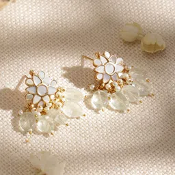 Rubans 22K Gold-Plated Kundan-Studded Mother of Pearl Jewellery Set image 5