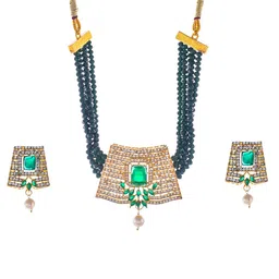 The Pari Gold-Plated Crystal & American diamond Stones-Studded Jewellery Set image 2