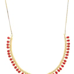 Anouk Gold-Plated Red American Diamond Studded Necklace & Earring image 5