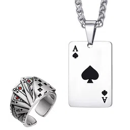 OOMPH Stainless Steel Ace of Spade & Poker Jewellery Set-picture-12
