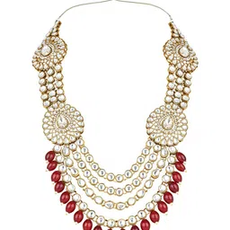 I Jewels Gold-Plated Kundan-Studded & Beaded Jewellery Set image 3