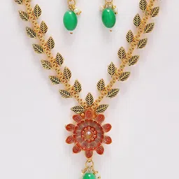 Kennice Gold-Plated Stone Studded & Beaded Jewellery Set image 3