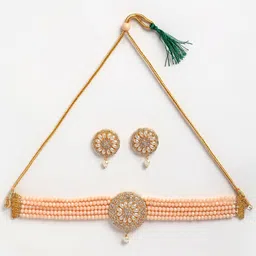 Kennice Gold-Plated Studded & Beaded Layered Jewellery Set image 3