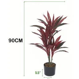 arick decor 2.4Ft Artificial Dracaena With Black Pot Natural Leaves Pre-Potted image 3