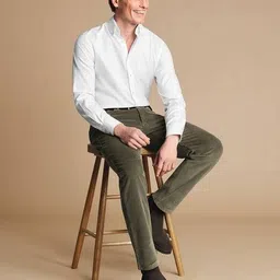 charles tyrwhitt Men Slim Fit Flat-Front Trousers image 3