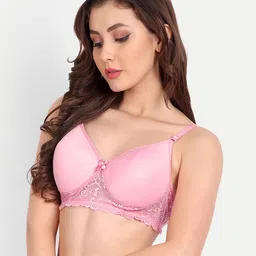 FIMS Pack of 2 Rapid-Dry Lace Lightly Padded Bra Fancy_Pad_Bra_BlackPink image 4