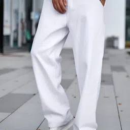 ben martin Men Loose Fit High Rise White Jeans image 4