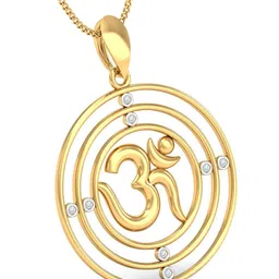 KUBERBOX 18KT Gold Diamond-Studded Concentric Loops Om Pendant-1.9gm image 3