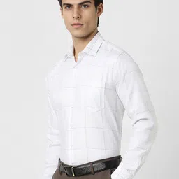 Van Heusen Men Spread Collar Windowpane Checked Cotton Formal Shirt image 3