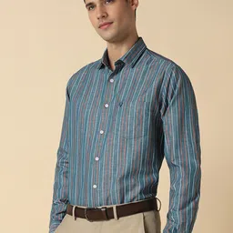 Allen Solly Slim Fit Vertical Striped Spread Collar Cotton Linen Formal Shirt image 5