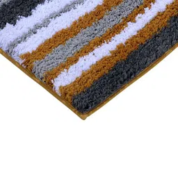 Pano Mustard Brown & White Patterned 1800 GSM Anti-Skid Bath Rugs image 3