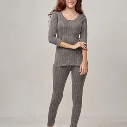 LUX INFERNO Round Neck Long Top & Trouser Set Women Top - Pyjama Set Thermal image 1
