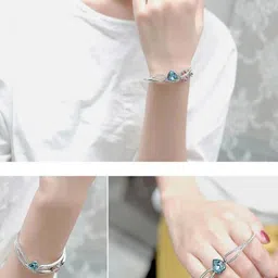 MYKI Silver-Plated Cubic Zirconia- Studded Bracelet image 3