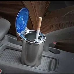cce Car Cigarette Ashtray Silver Body with Multicolour LED Light Silver Plastic, Carbon Steel, Copper Ashtray image 5
