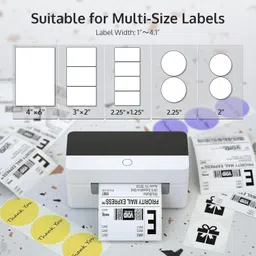 QIMAGE Thermal Barcode Label Printer for 4x6 Inch Label, Adjustable Size, 203DPI Thermal Receipt Printer image 2