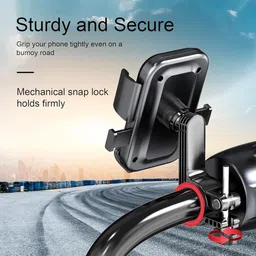 MAYCREATE Mobile Holder for Bike One Click Lock 360 Rotate Sturdy Grip Mobile Holder image 5
