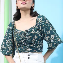 Casual Regular Sleeves Printed Women Blue Top-image-41